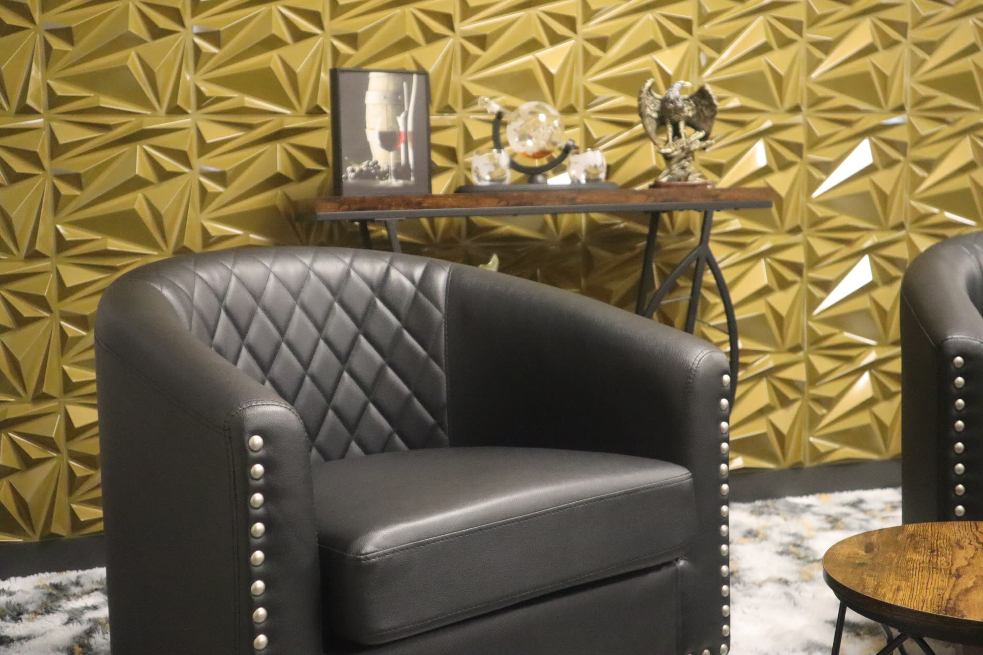The Gold Wall room at Elysian Visions Production Studios, Houston